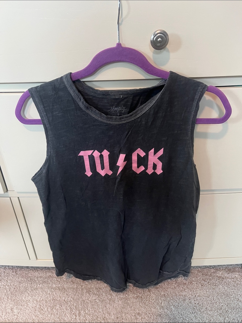 Simply Workout Tuck dark grey tank top small